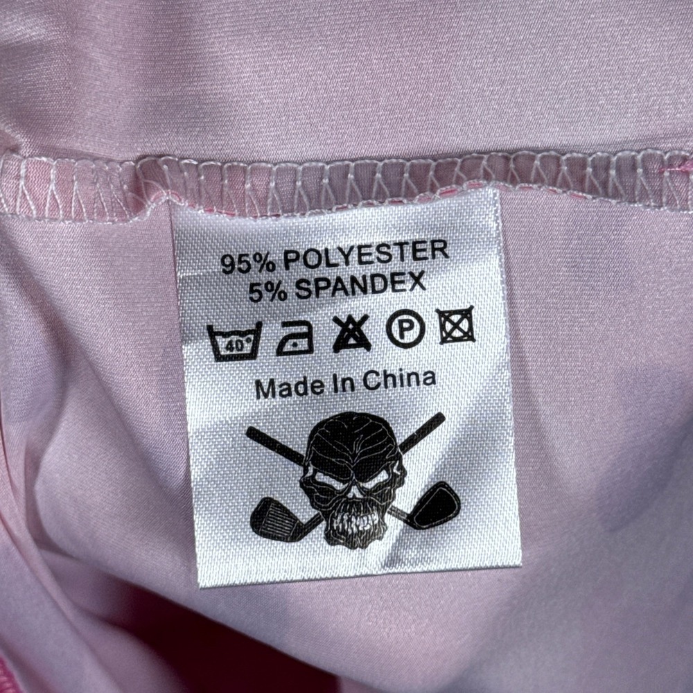 Tattoo Golf Polo Shirt Mens 2XL Pink Camo Skull Crossbones Performance Stretch - Picture 7 of 9